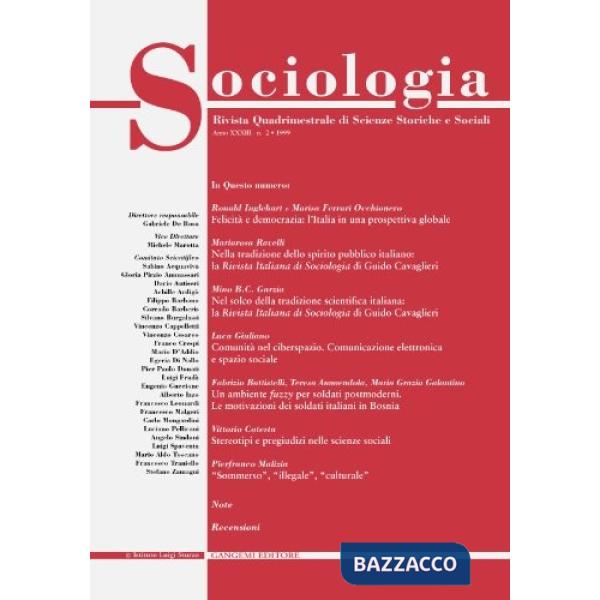 Sociologia n. 2/99. Rivista quadrimestrale di scienze storiche e sociali