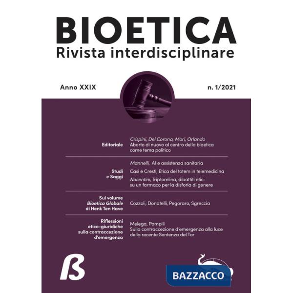 Bioetica. Rivista interdisciplinare (2021). Vol. 1