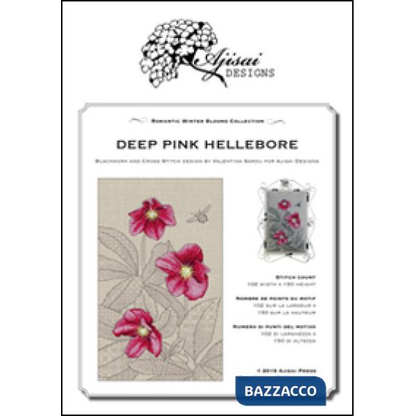 Deep pink hellebore. Cross stitch blackwork design. Ediz. italiana, inglese e francese