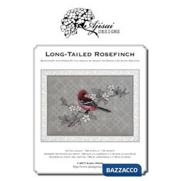 Long-tailed Rosefinch. Cross stitch and blackwork design. Ediz. italiana, inglese e francese