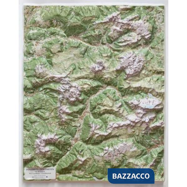 DOLOMITI VAL DI FASSA 1:50.000 (CARTA IN RILIEVO CON CORNICE CM 65X81)