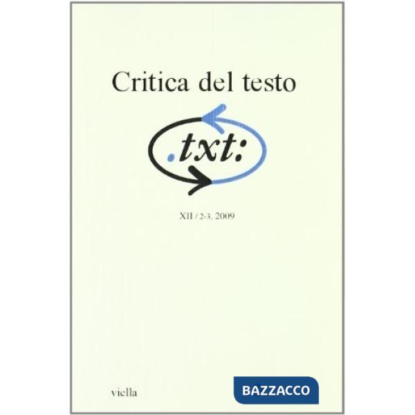 Critica del testo. Vol. 12: Vol. 2-3