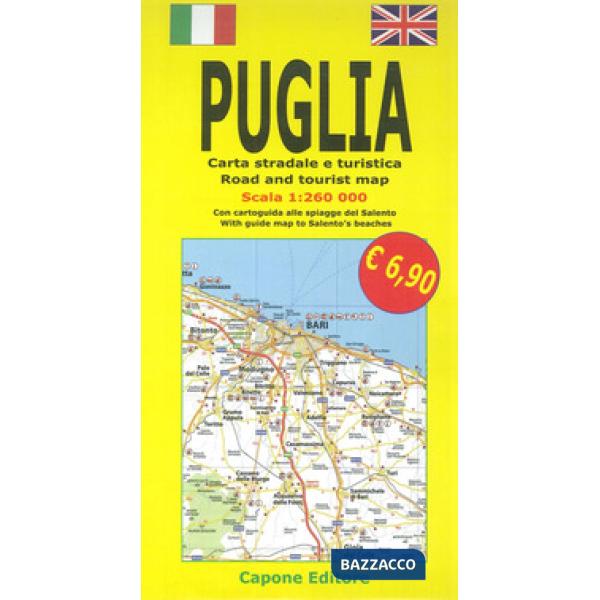 Puglia. Carta stradale e guida turistica. Con cartoguida alle spiagge del Salento 1:260.000. Ediz. italiana e inglese