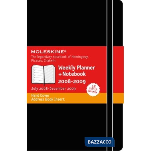 Pocket weekly 18 mesi 2008-2009 hard black cover