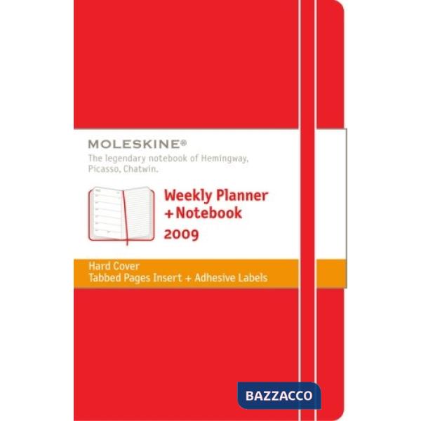 Weekly notebook, 2009. Pocket, hard cover, red