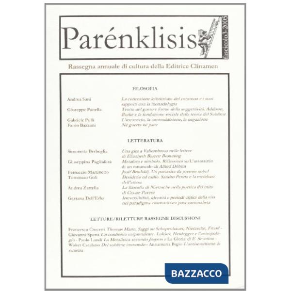 Parénklisis. Rassegna annuale di cultura della editrice Clinamen (2005). Vol. 3
