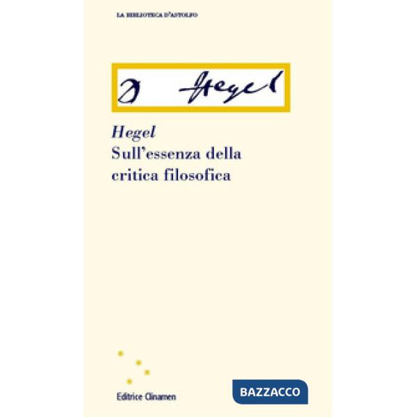Sull'essenza della critica filosofica