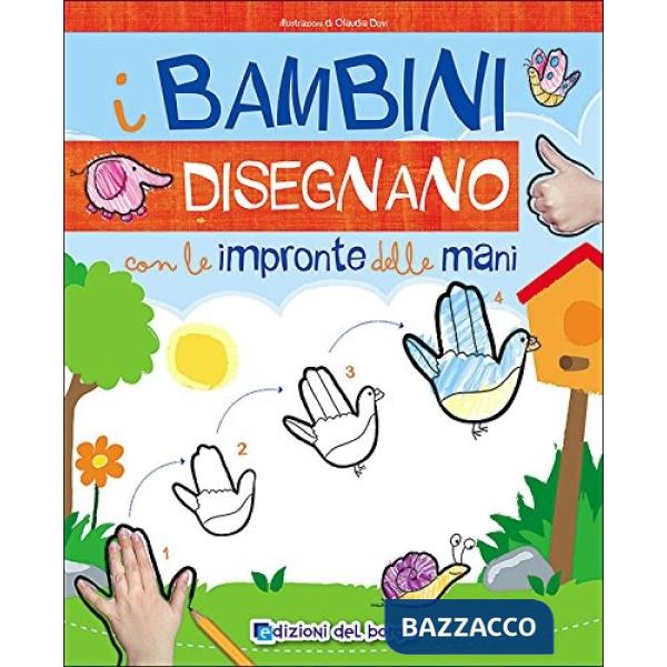 Bambini disegnano con le impronte delle mani. Imparo a disegnare (I)