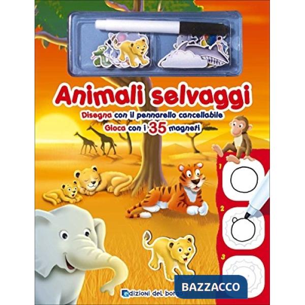 Animali selvaggi. Disegna con il pennarello cancellabile. Gioca con i 35 magneti. Ediz. a colori. Con gadget
