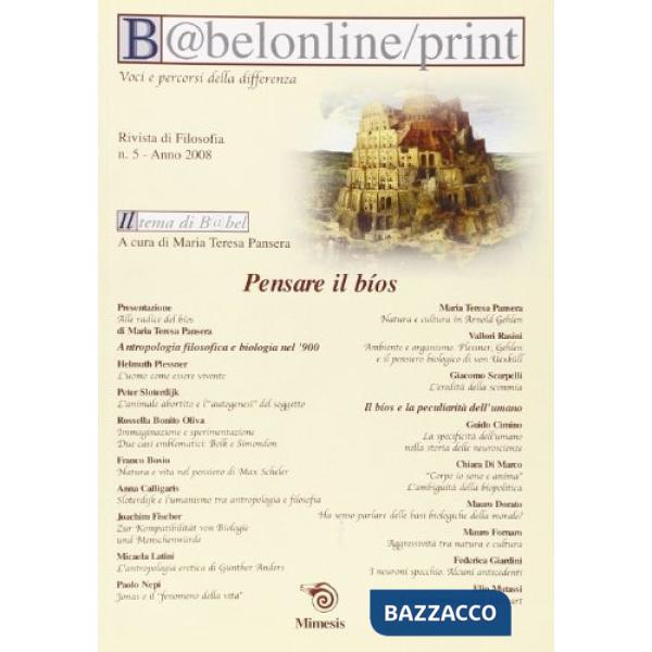 Babeleonline print. Vol. 5: Pensare il bios