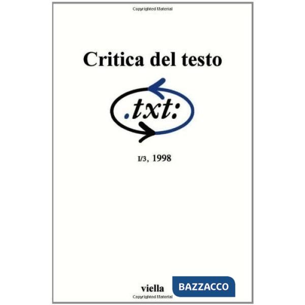 Critica del testo. Vol. 1/3