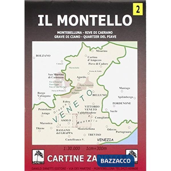 Il Montello. Montebelluna, Rive di Caerano, Grave di Ciano, Quartier del Piave 1:30.000