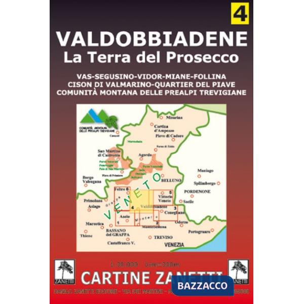 Valdobbiadene. Segusino, Miane, Follina, Prealpi trevigiane 1:30.000