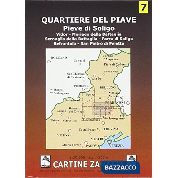 Quartiere del Piave. Pieve di Soligo, Vidor, Moriago, Sernaglia, Farra di Soligo, Refrontolo, San Pietro di Feletto 1:30.000