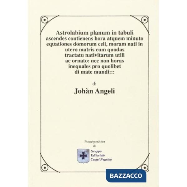 Astrolabium planum in tabuli ascendes contienens hora atque minuto equationes do