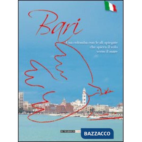 Bari. Una colomba con le ali spiegate che spicca il volo verso il mare