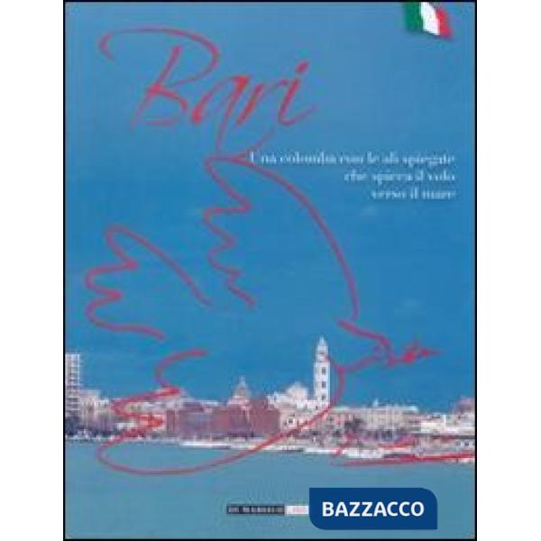 Bari. Una colomba con le ali spiegate che spicca il volo verso il mare