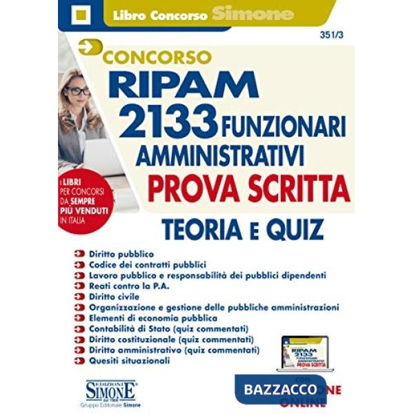 Concorso RIPAM 2133 funzionari amministrativi. Prova scritta. Teoria e quiz