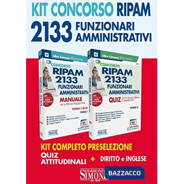 Concorso 2133 funzionari amministrativi RIPAM. Kit completo preselezione. Quiz Attitudinali. Diritto e Inglese