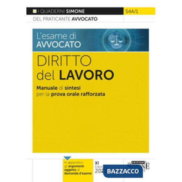L'esame di avvocato. Diritto del lavoro. Manuale di sintesi per la prova orale rafforzata
