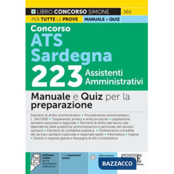 Concorso ATS Sardegna 223 assistenti amministrativi. Manuale e quiz per la preparazione