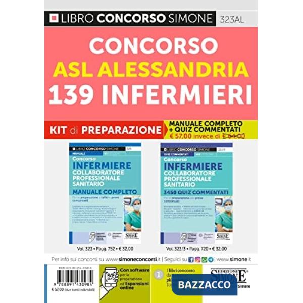 Concorso ASL Alessandria 139 infermieri. Kit di preparazione. Manuale completo + Quiz commentati