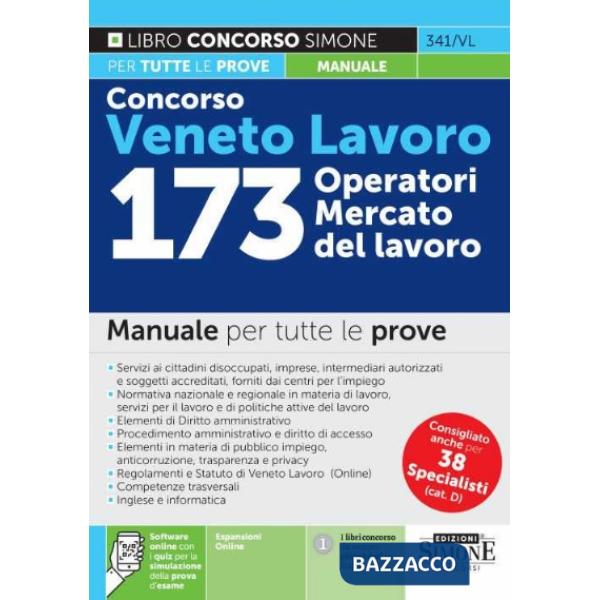 Concorso Veneto Lavoro. 173 operatori mercato del lavoro. Manuale per tutte le prove