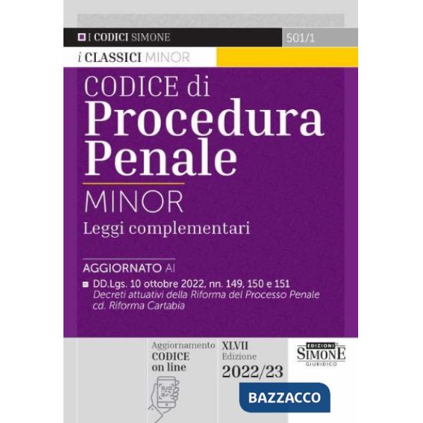 Codice di procedura penale e leggi complementari. Ediz. minor