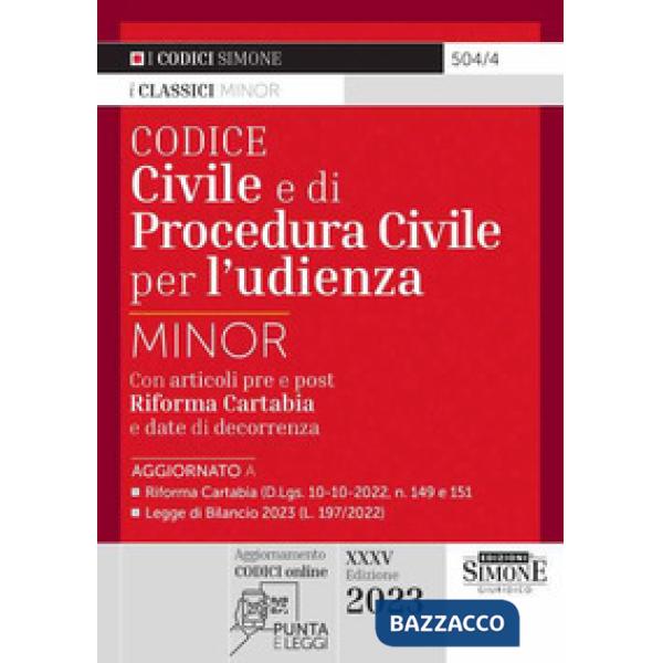 Codice civile e di procedura civile per l'udienza. Ediz. minor