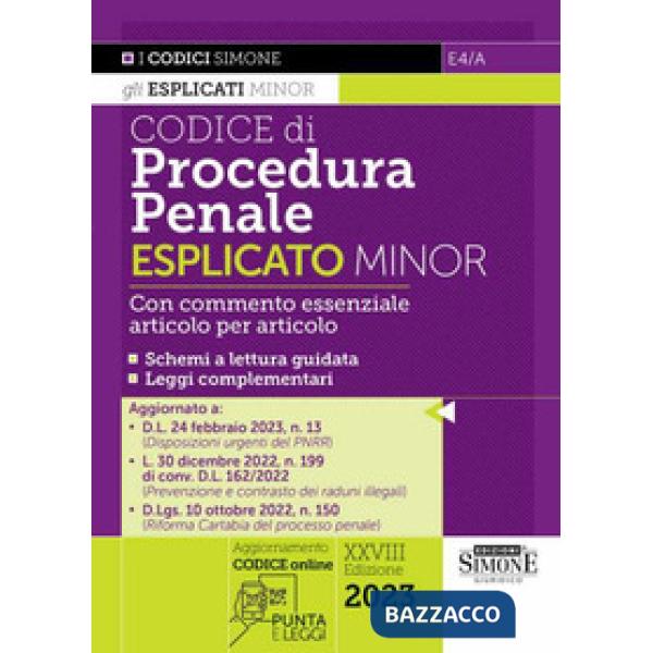 Codice di procedura penale. Esplicato minor
