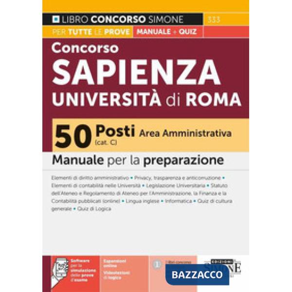 Concorso Sapienza Università di Roma 50 posti Area Amministrativa (Cat. C). Manuale per la preparazione