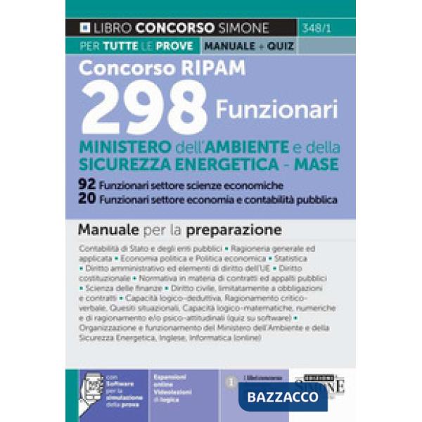 Concorso RIPAM 298 funzionari - Ministero dell'Ambiente e della Sicurezza Energetica - MASE. 92 funzionari settore scienze econo