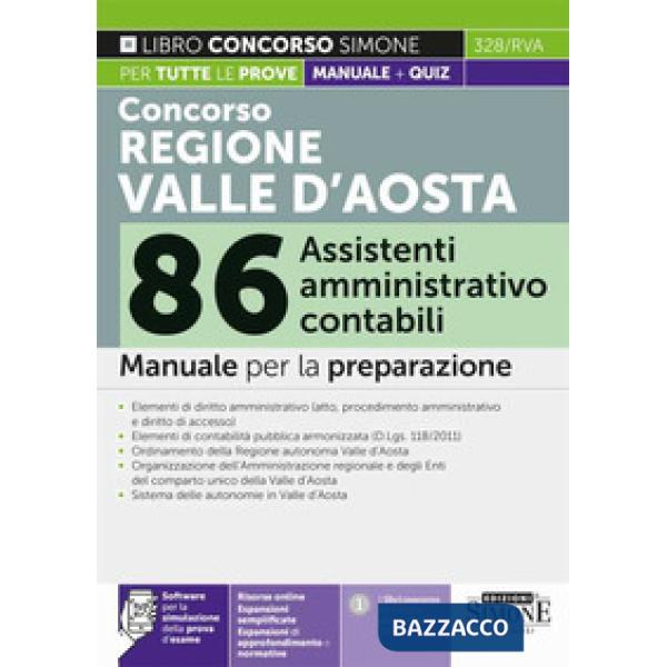 Concorso regione Valle d'Aosta 86 assistenti amministrativo contabile. Manuale per la preparazione