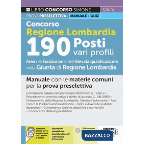 Concorso Regione Lombardia 190 posti vari profili. Area funzionari e dell'elevata qualificazione nella Giunta di Regione Lombard