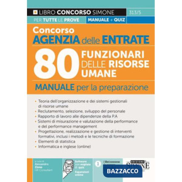 Concorso Agenzia delle Entrate. 80 funzionari delle Risorse Umane. Manuale per la preparazione