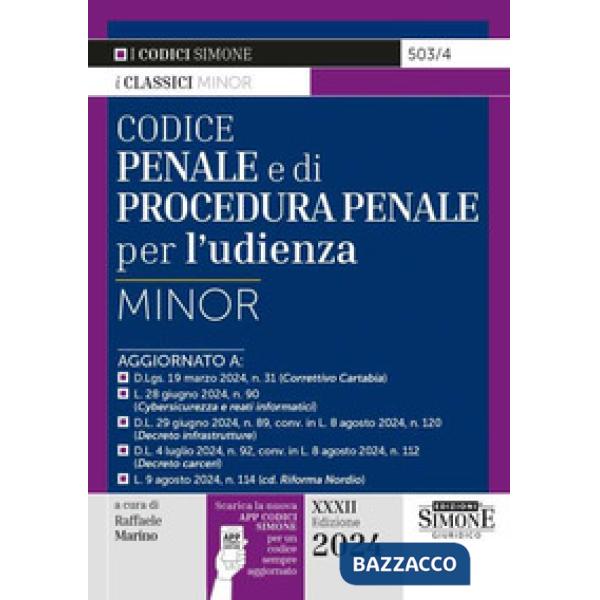 Codice penale e di procedura penale per l'udienza. Ediz. minor