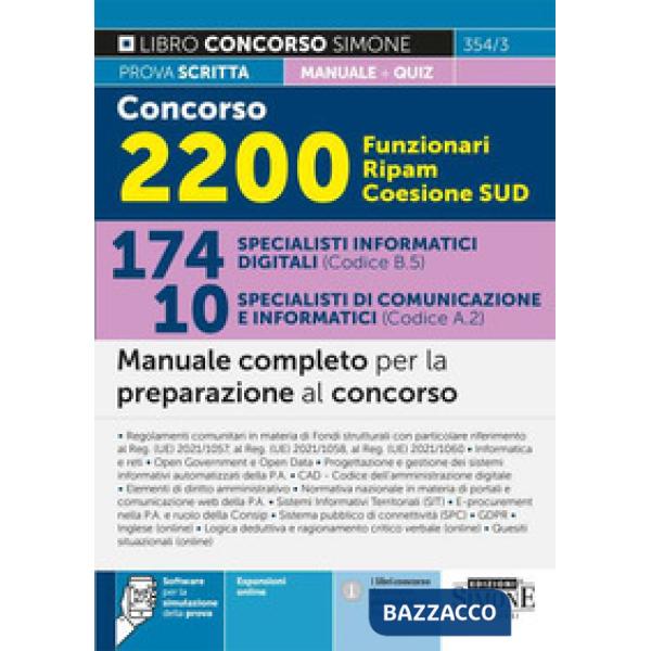 Concorso 2200 Funzionari Ripam Coesione Sud. 174 specialisti informatici digitali (Codice B.5). 10 specialisti di comunicazione 