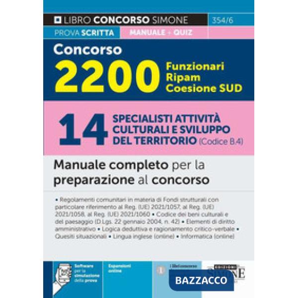 Concorso 2200 Funzionari Ripam Coesione Sud. 14 specialisti attività culturali e sviluppo del territorio (Codice B.4). Manuale c