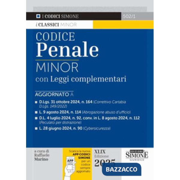 Codice penale. Leggi complementari. Ediz. minor