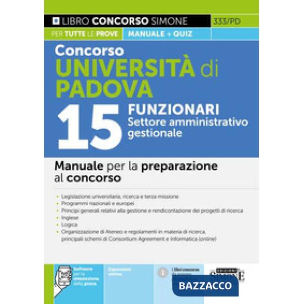 Concorso Università di Padova 15 funzionari. Settore amministrativo-gestionale. Manuale per la preparazione al concorso
