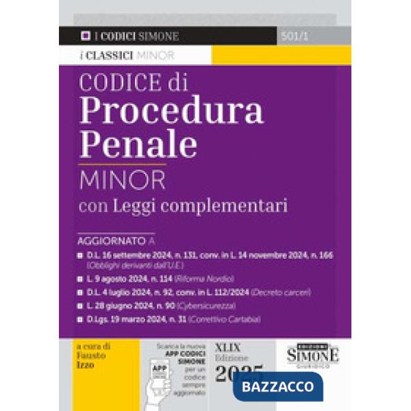 Codice di procedura penale. Leggi complementari. Ediz. minor