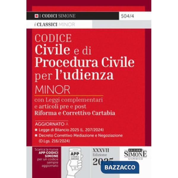 Codice civile e di procedura civile per l'udienza. Ediz. minor