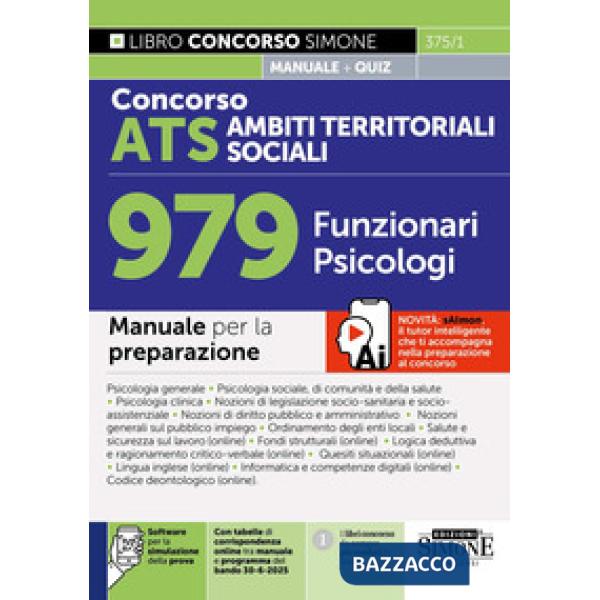 Concorso ATS Ambiti Territoriali Sociali. 979 funzionari psicologi. Manuale per la preparazione