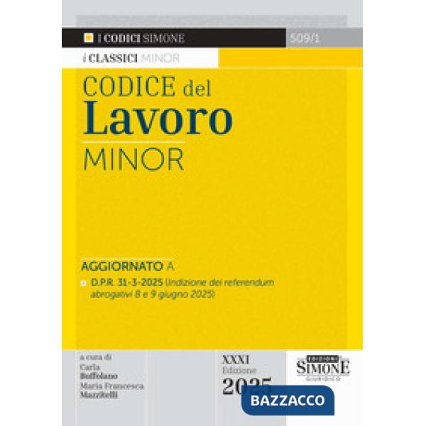 Codice del lavoro. Ediz. minor