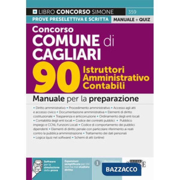 Concorso Comune di Cagliari. 90 istruttori amministrativo contabili. Manuale per la preparazione