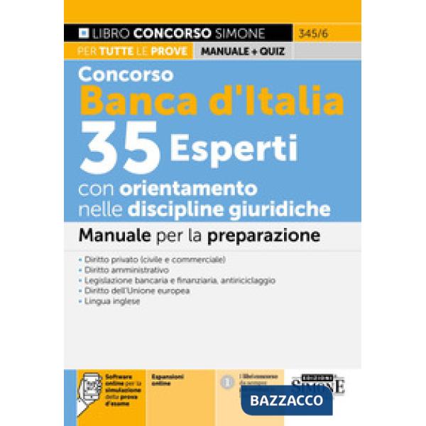 Concorso Banca d'Italia 35 Esperti con orientamento nelle discipline giuridiche. Manuale
