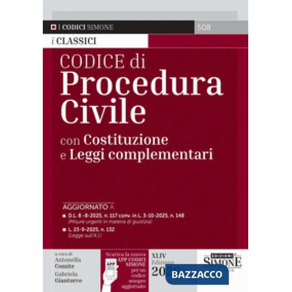 Codice di procedura civile con Costituzione e leggi complementari
