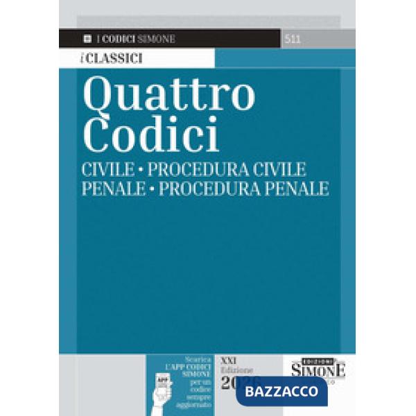 Quattro codici: Civile-Procedura civile-Penale-Procedura penale