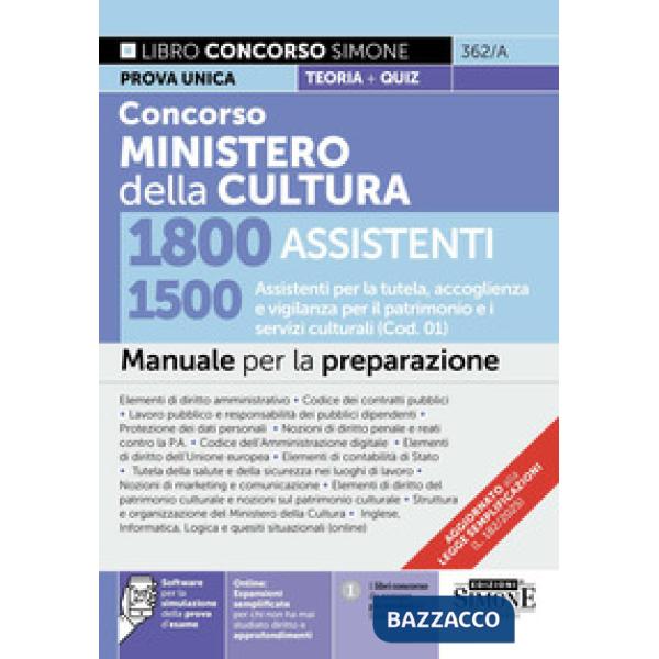 Concorso Ministero della Cultura 1800 assistenti. 1500 Assistenti per la tutela, accoglienza e vigilanza per il patrimonio e i s