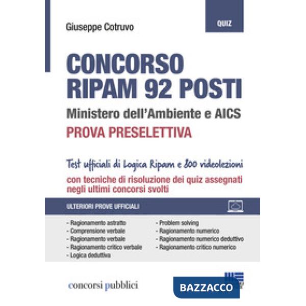 Concorso RIPAM 92 posti. Ministero dell'Ambiente e AICS. Prova preselettiva